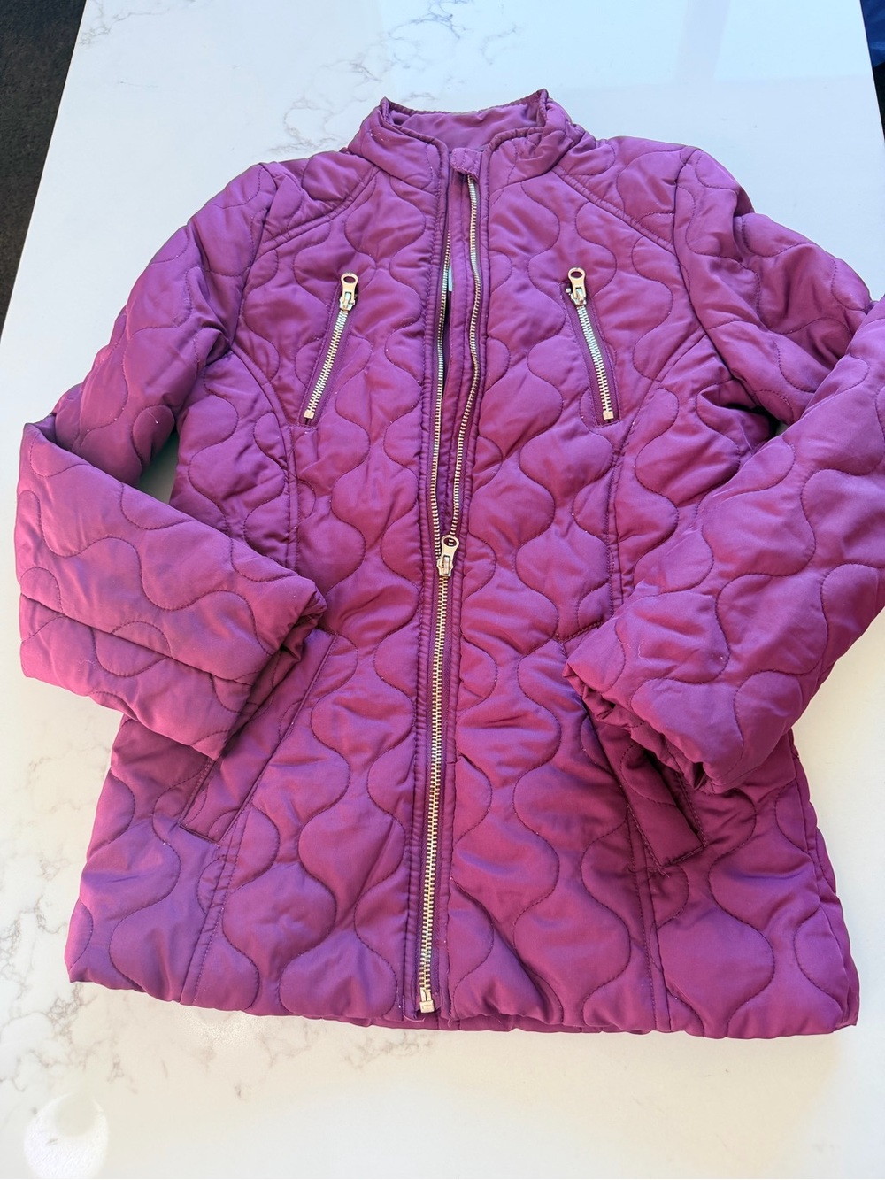 SO Girls Quilted Purple Puffer Jacket with Front Zippers